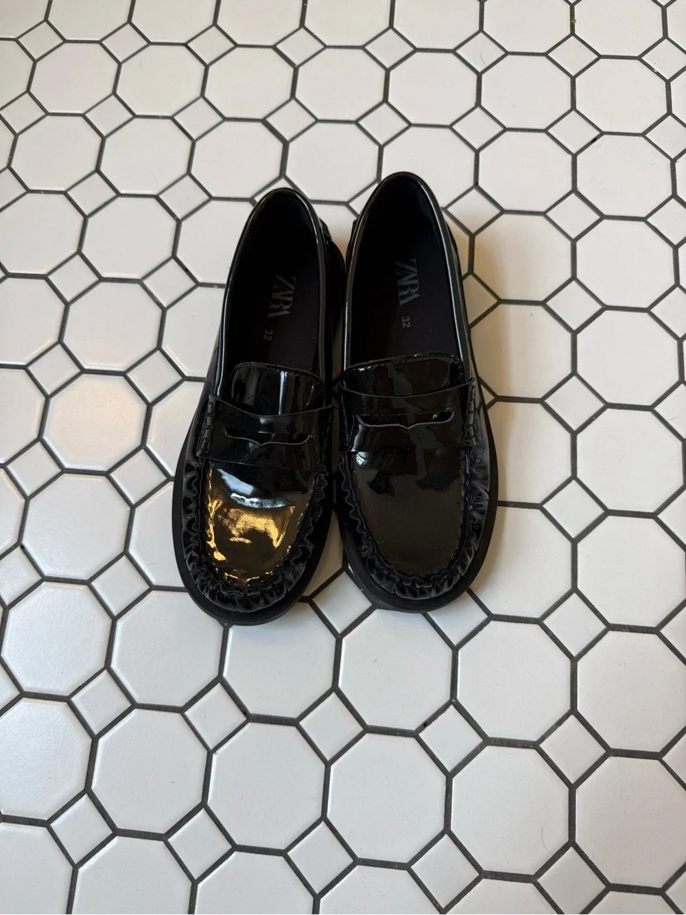 ZARA Kids Glossy Black Patent Loafers